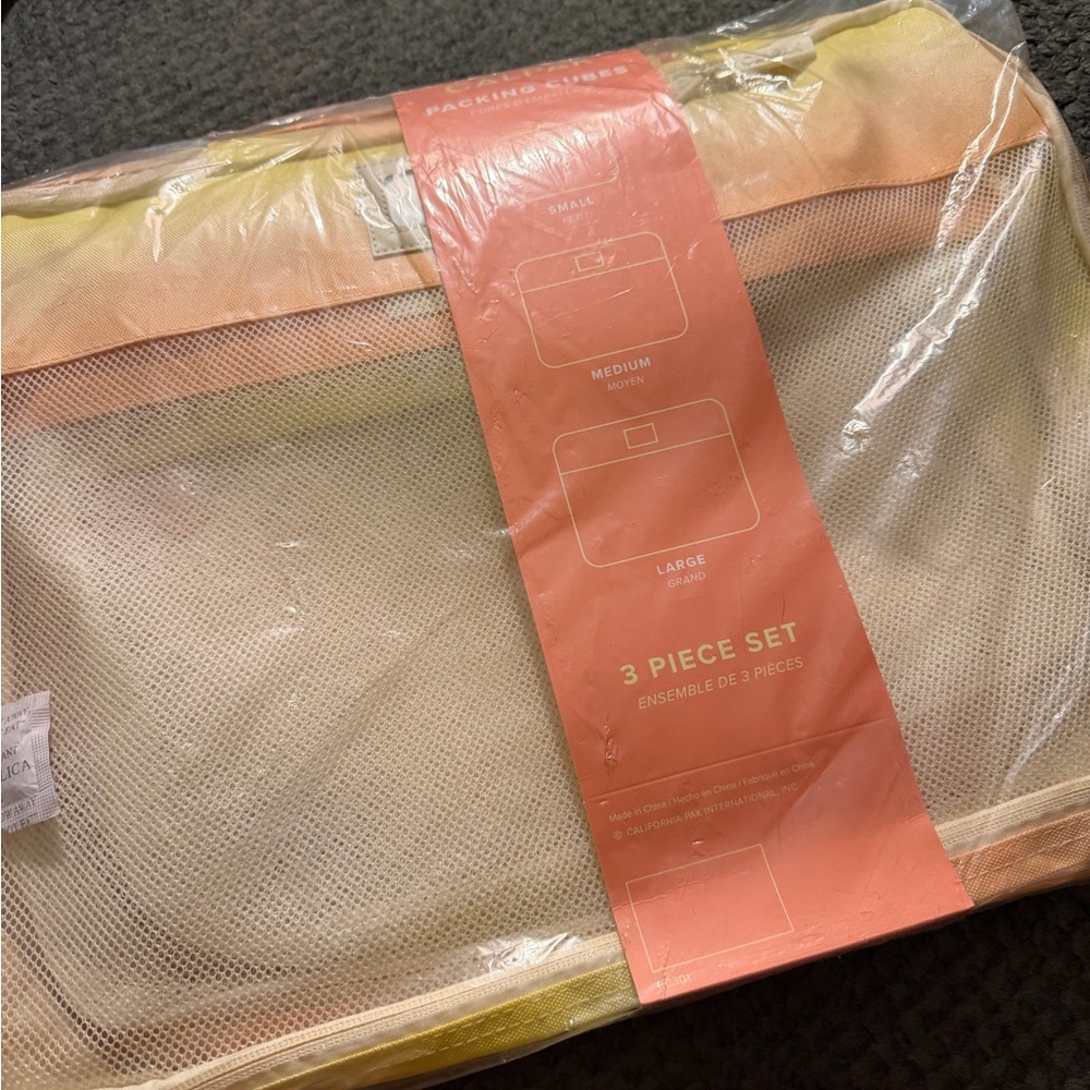 Calpak Peach and Yellow Packing Cubes